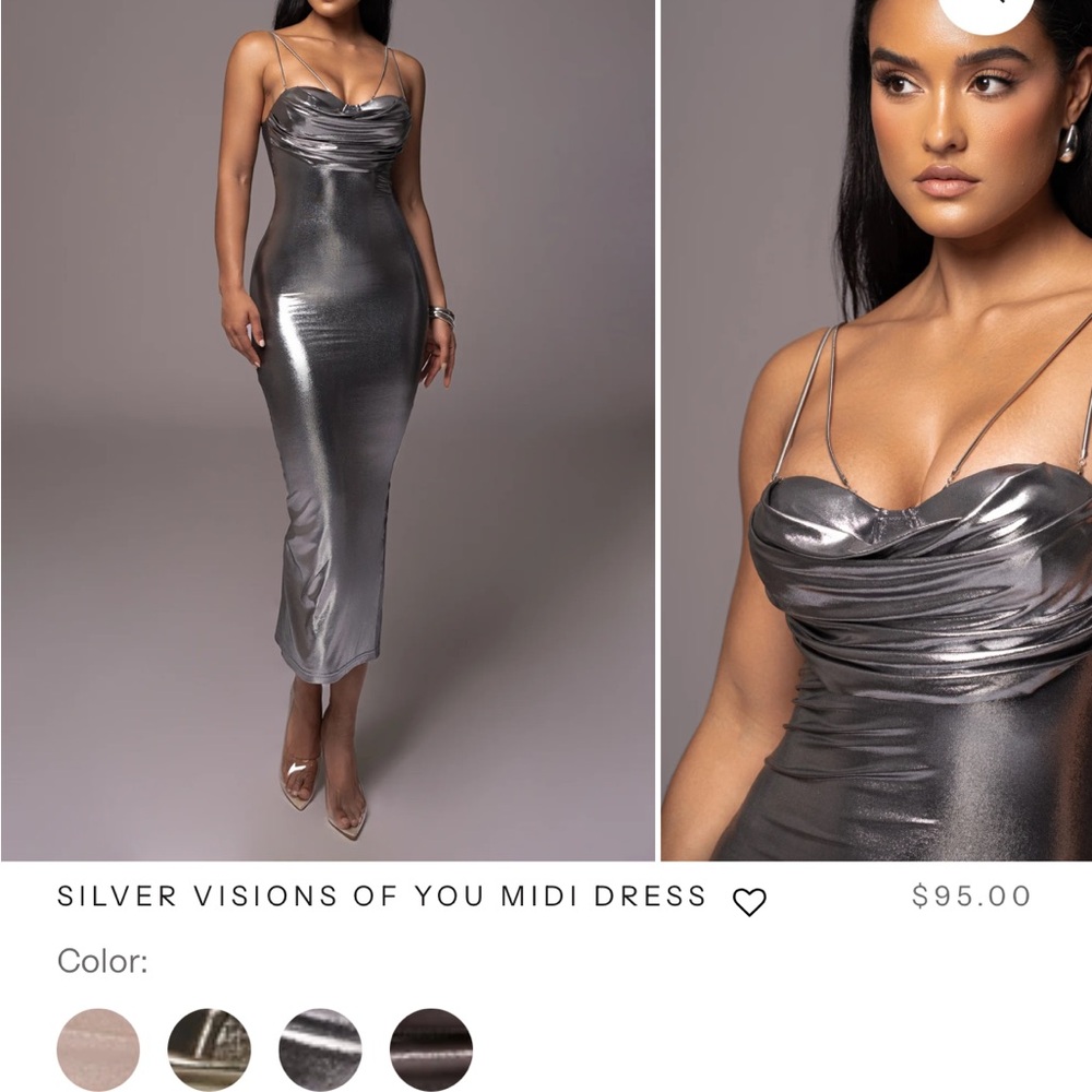 JLUXLABEL  Silver Midi Dress